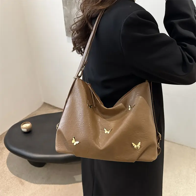 Black Butterfly Embroidered Women's Shoulder Bag 2024 Winter - Image 6