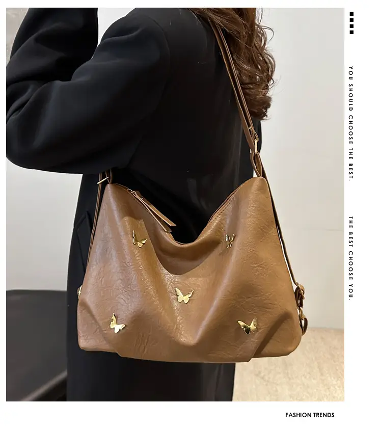 Black Butterfly Embroidered Women's Shoulder Bag 2024 Winter — feature 1