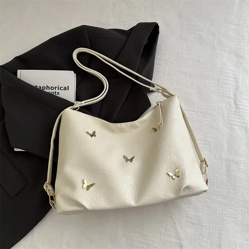 Black Butterfly Embroidered Women's Shoulder Bag 2024 Winter - Image 2