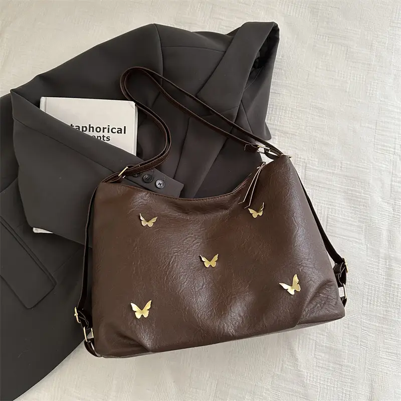 Black Butterfly Embroidered Women's Shoulder Bag 2024 Winter - Image 3