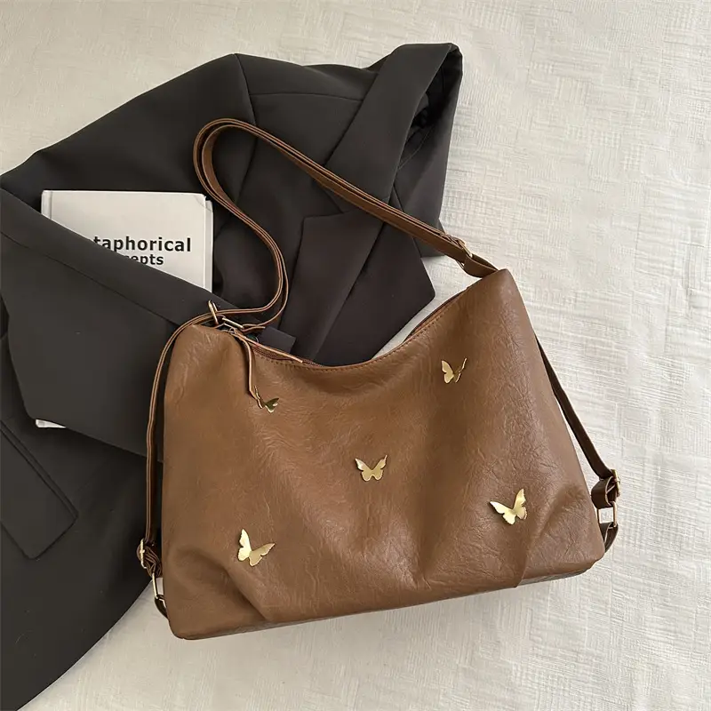 Black Butterfly Embroidered Women's Shoulder Bag 2024 Winter - Image 4