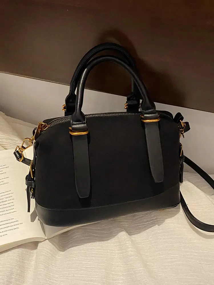 Women Vintage Suede Handbag Brown Shoulder Crossbody - Image 6