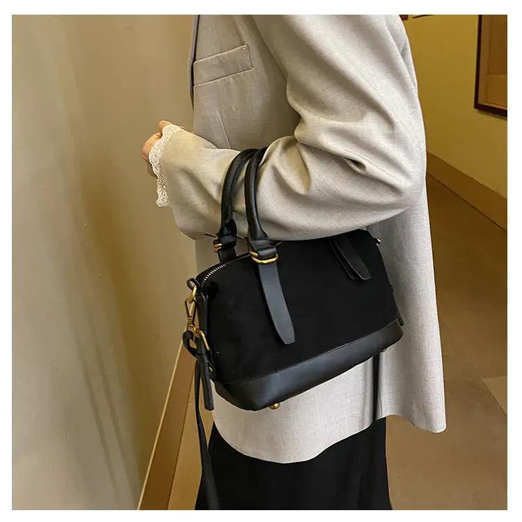 Women Vintage Suede Handbag Brown Shoulder Crossbody — feature 15