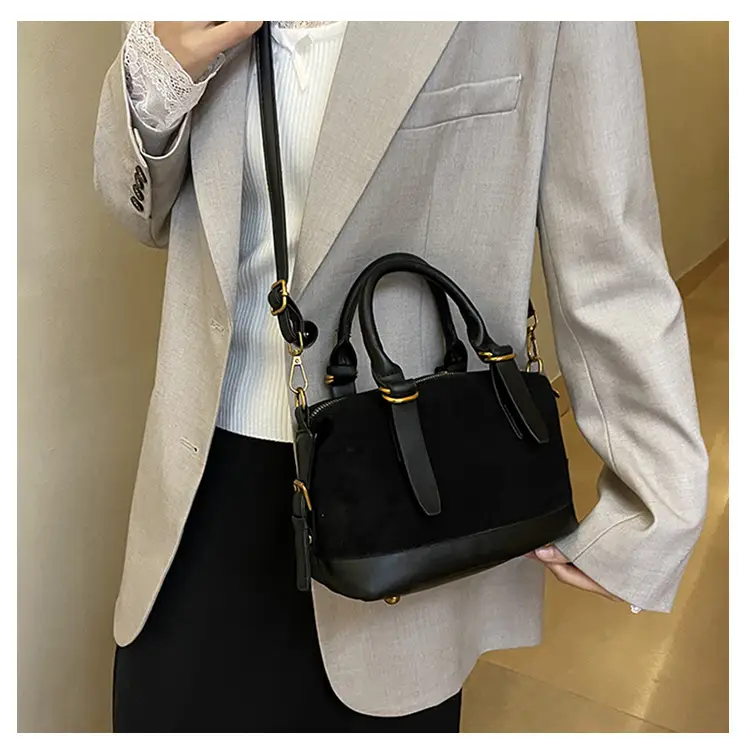 Women Vintage Suede Handbag Brown Shoulder Crossbody — feature 16