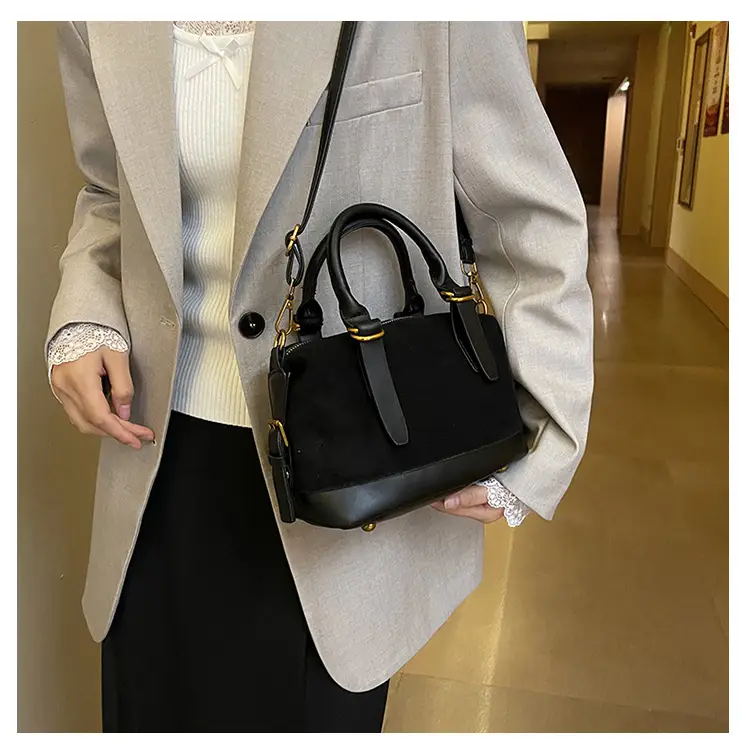 Women Vintage Suede Handbag Brown Shoulder Crossbody — feature 19