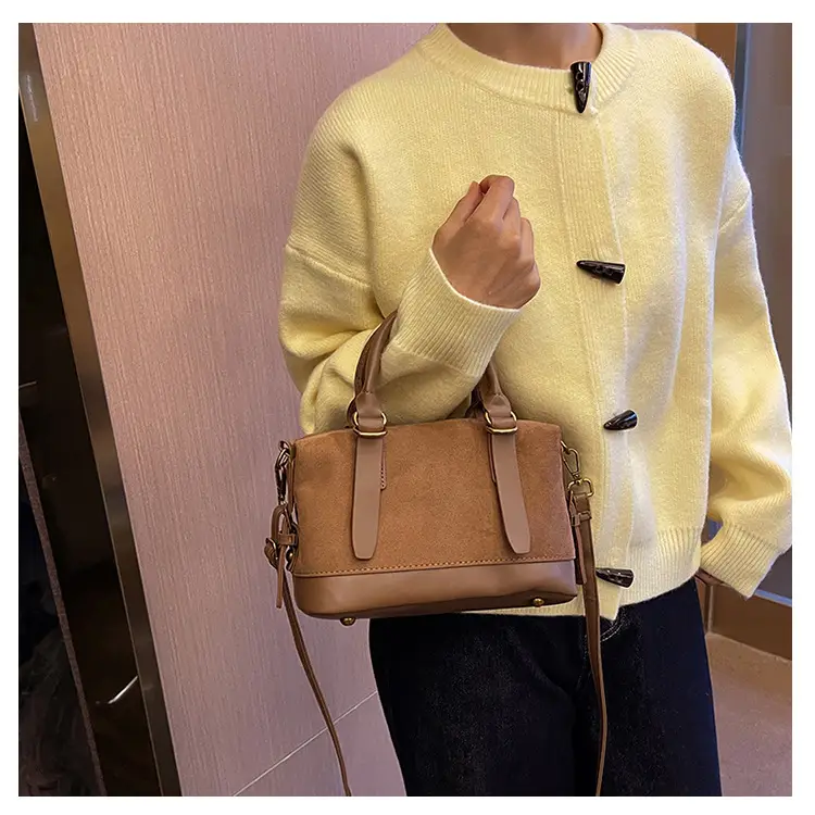 Women Vintage Suede Handbag Brown Shoulder Crossbody — feature 20