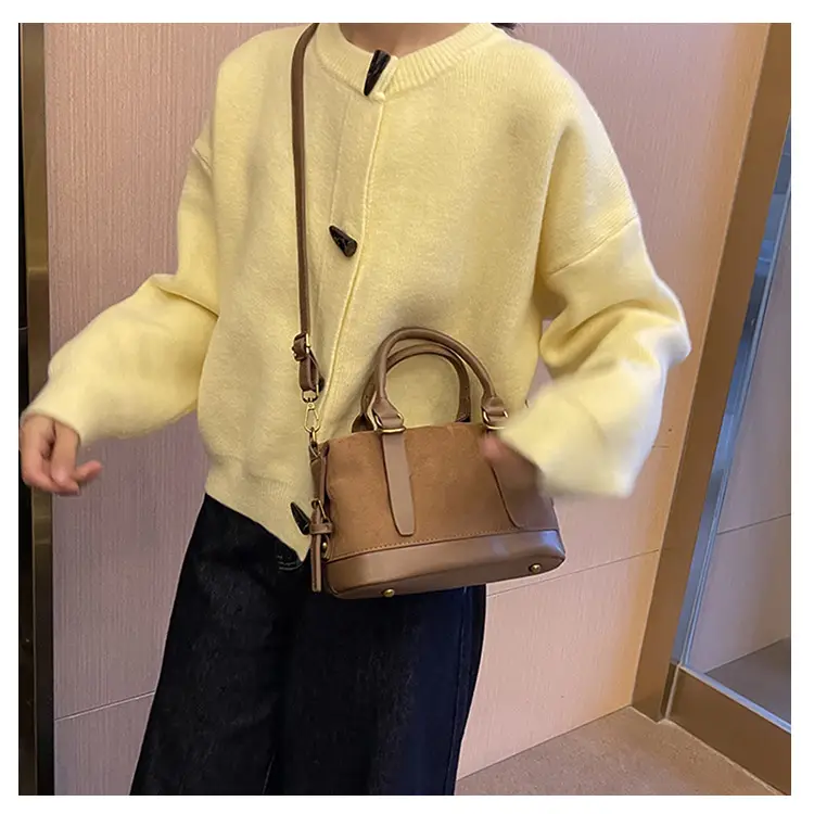 Women Vintage Suede Handbag Brown Shoulder Crossbody — feature 21