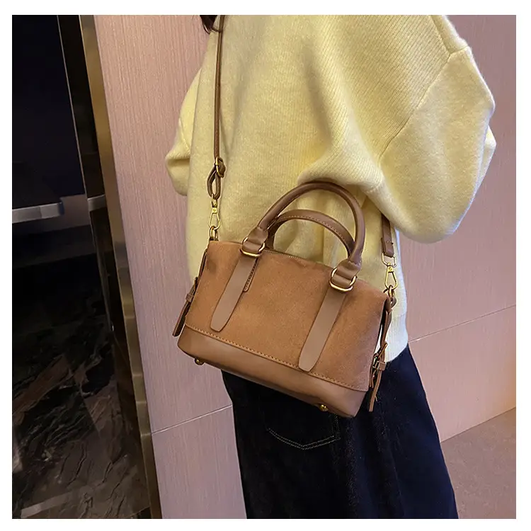 Women Vintage Suede Handbag Brown Shoulder Crossbody — feature 22