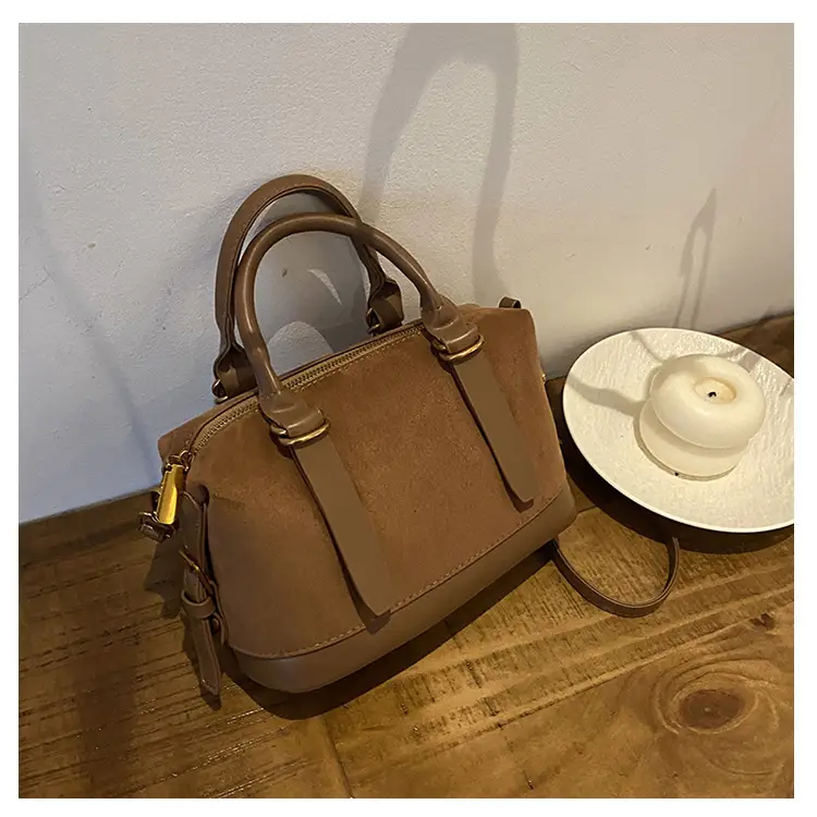 Women Vintage Suede Handbag Brown Shoulder Crossbody — feature 28
