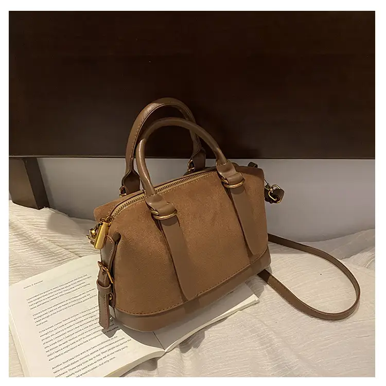 Women Vintage Suede Handbag Brown Shoulder Crossbody — feature 29