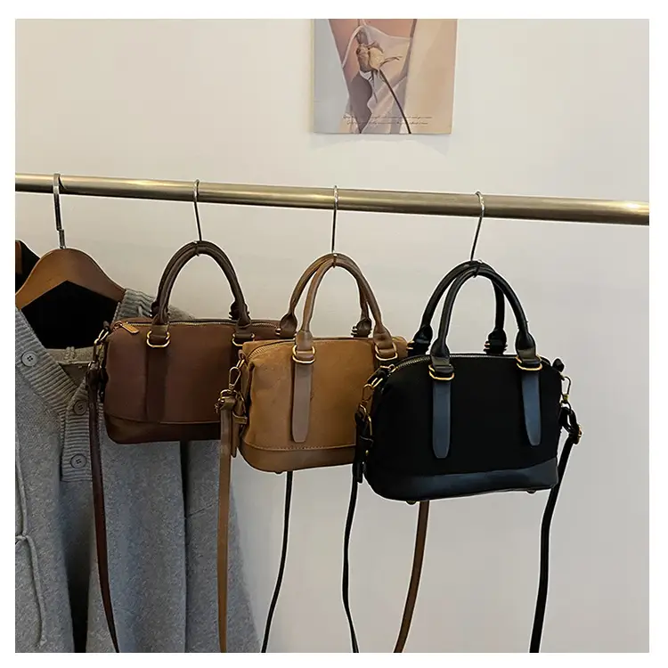 Women Vintage Suede Handbag Brown Shoulder Crossbody — feature 8