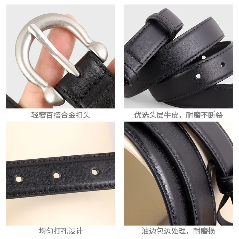 Black Leather Belt with Silver Buckle 2025 - Image 6