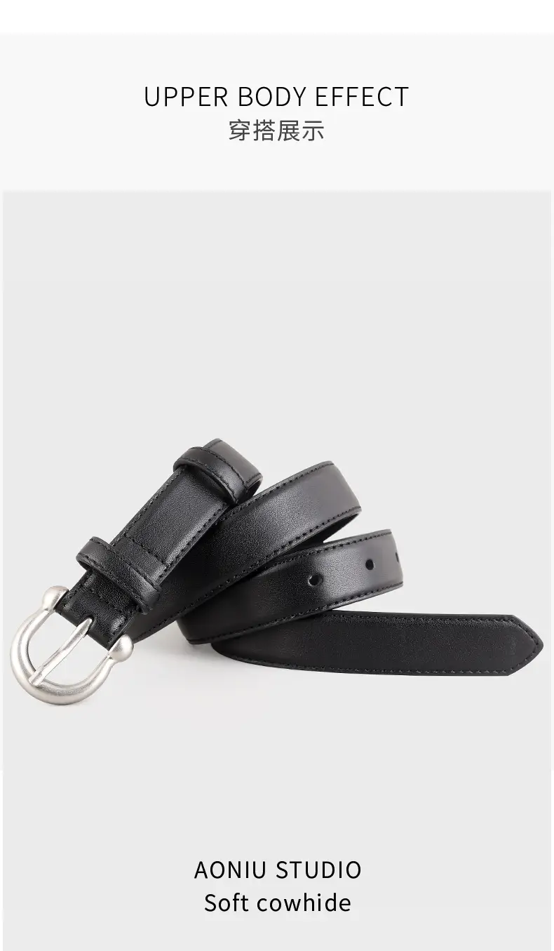 Black Leather Belt with Silver Buckle 2025 — feature 11