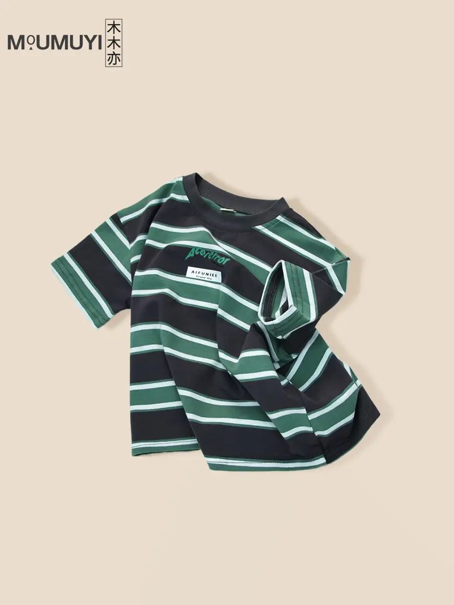 Kids Striped T-Shirt Boys 2026 Korean Style - Image 5