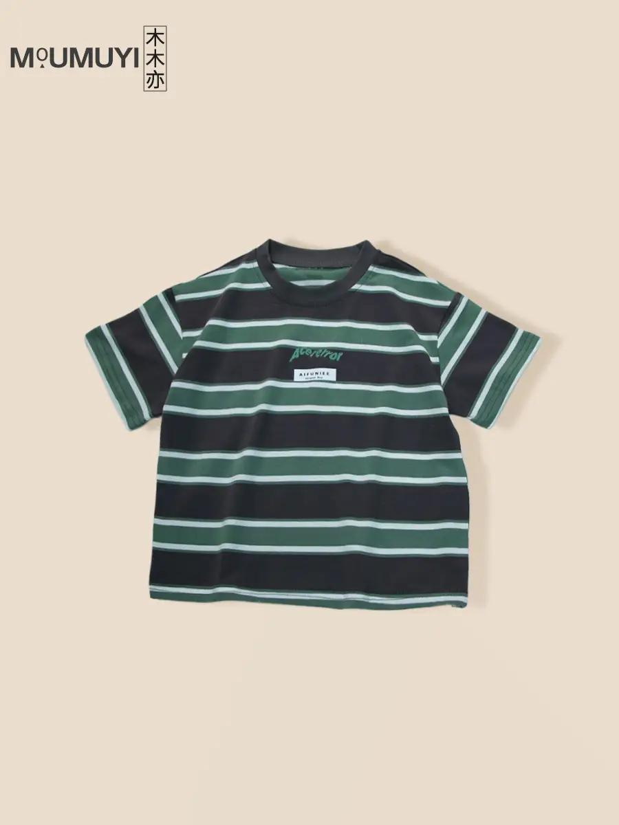 Kids Striped T-Shirt Boys 2026 Korean Style - Image 6