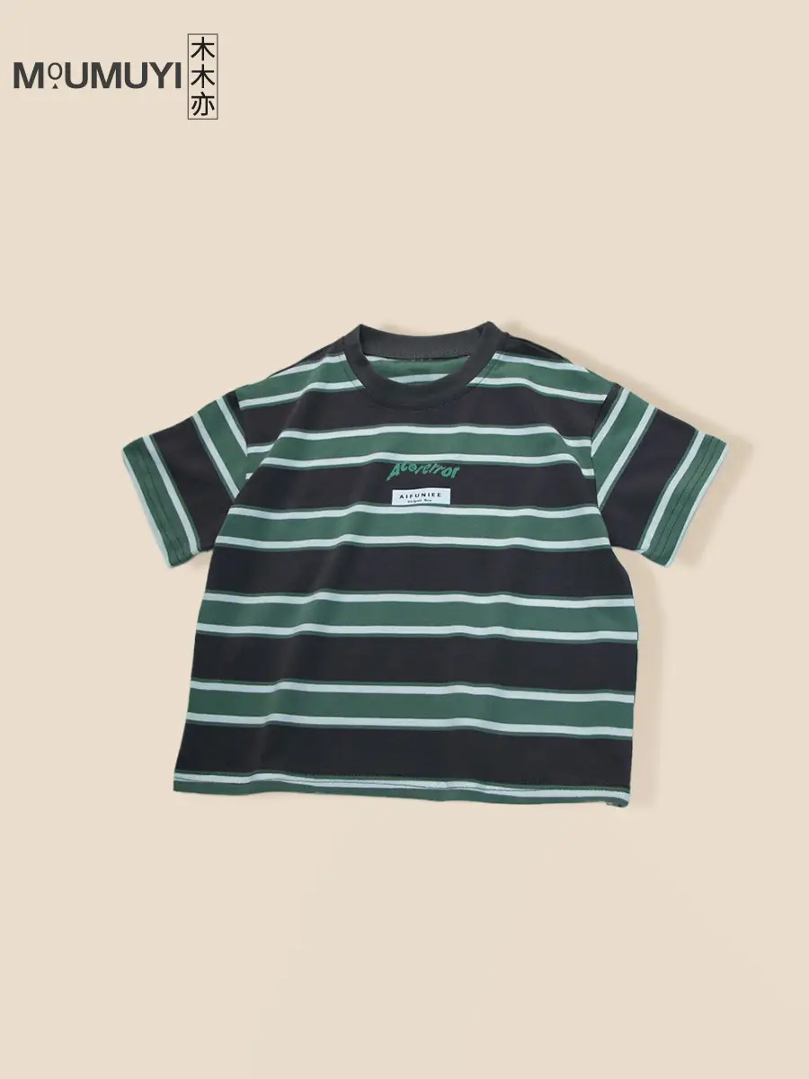 Kids Striped T-Shirt Boys 2026 Korean Style - Image 7