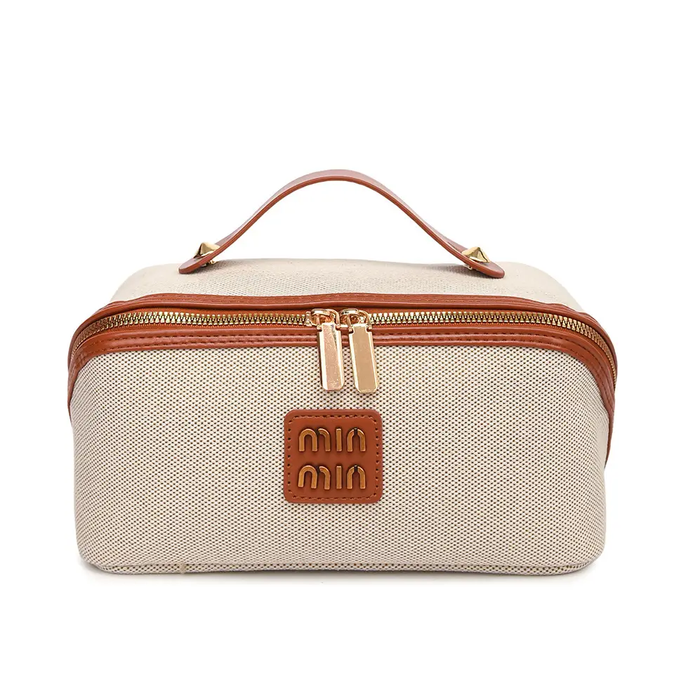 2024 New Retro Cosmetic Bag Large Capacity Portable Travel Cosmetic Storage Bag Toiletry Bag Makeup Brush