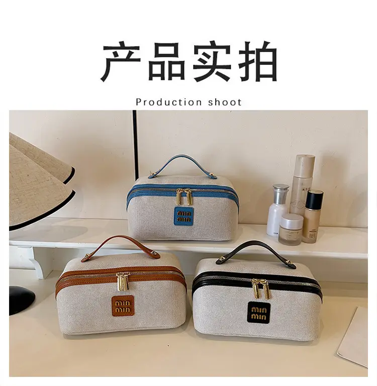 2024 New Retro Cosmetic Bag Large Capacity Portable Travel Cosmetic Storage Bag Toiletry Bag Makeup Brush — feature 4