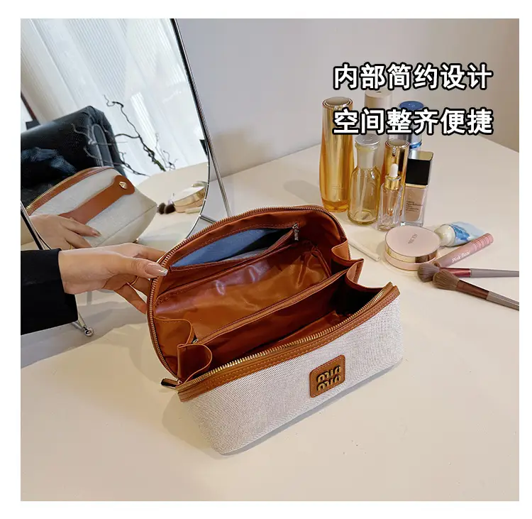 2024 New Retro Cosmetic Bag Large Capacity Portable Travel Cosmetic Storage Bag Toiletry Bag Makeup Brush — feature 7