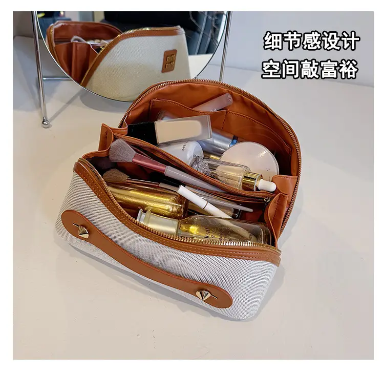 2024 New Retro Cosmetic Bag Large Capacity Portable Travel Cosmetic Storage Bag Toiletry Bag Makeup Brush — feature 8