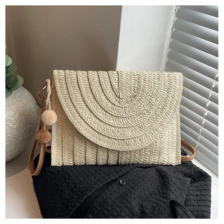 Hand-Woven Straw Crossbody Bag for Women Large Capacity - Image 3