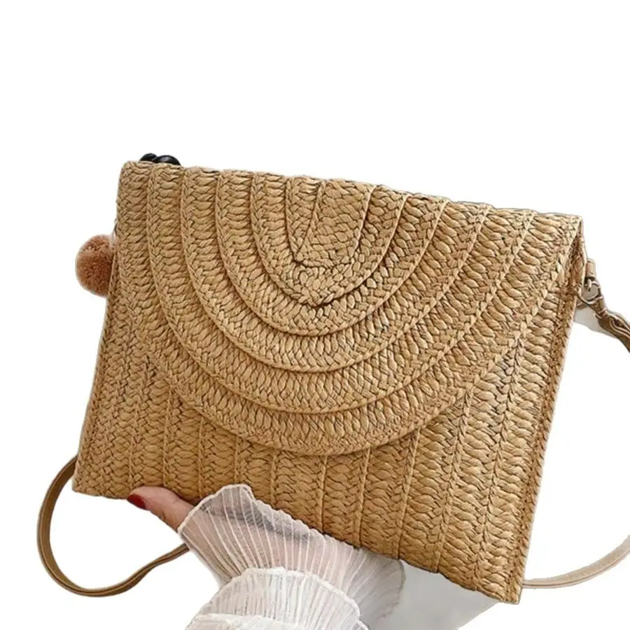 Hand-Woven Straw Crossbody Bag for Women Large Capacity - Image 7