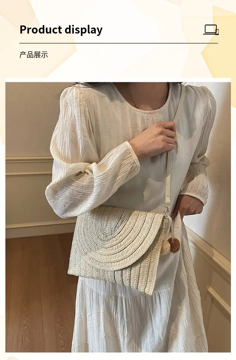 Hand-Woven Straw Crossbody Bag for Women Large Capacity — feature 7