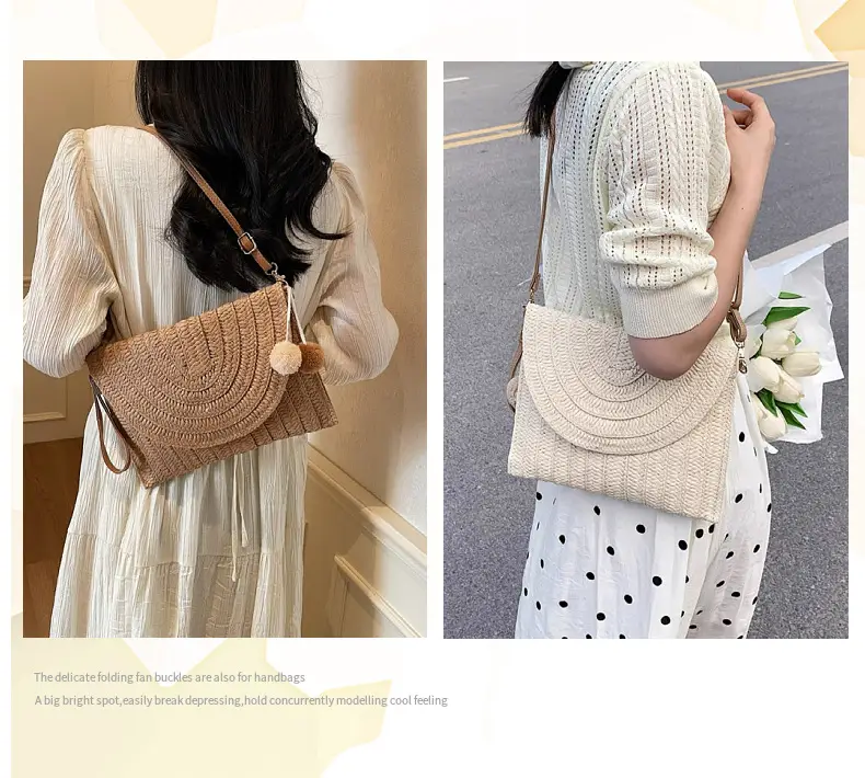 Hand-Woven Straw Crossbody Bag for Women Large Capacity — feature 8