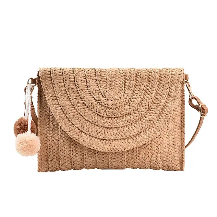 Hand-Woven Straw Crossbody Bag for Women Large Capacity - Image 2