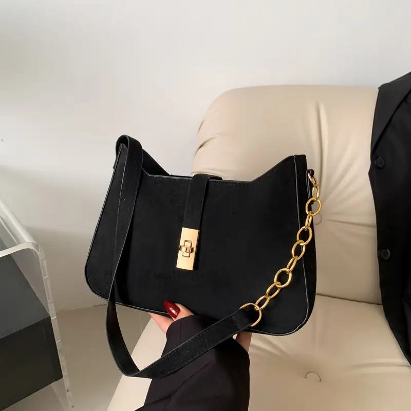 Black Gold Chain Shoulder Crossbody Bag for Women