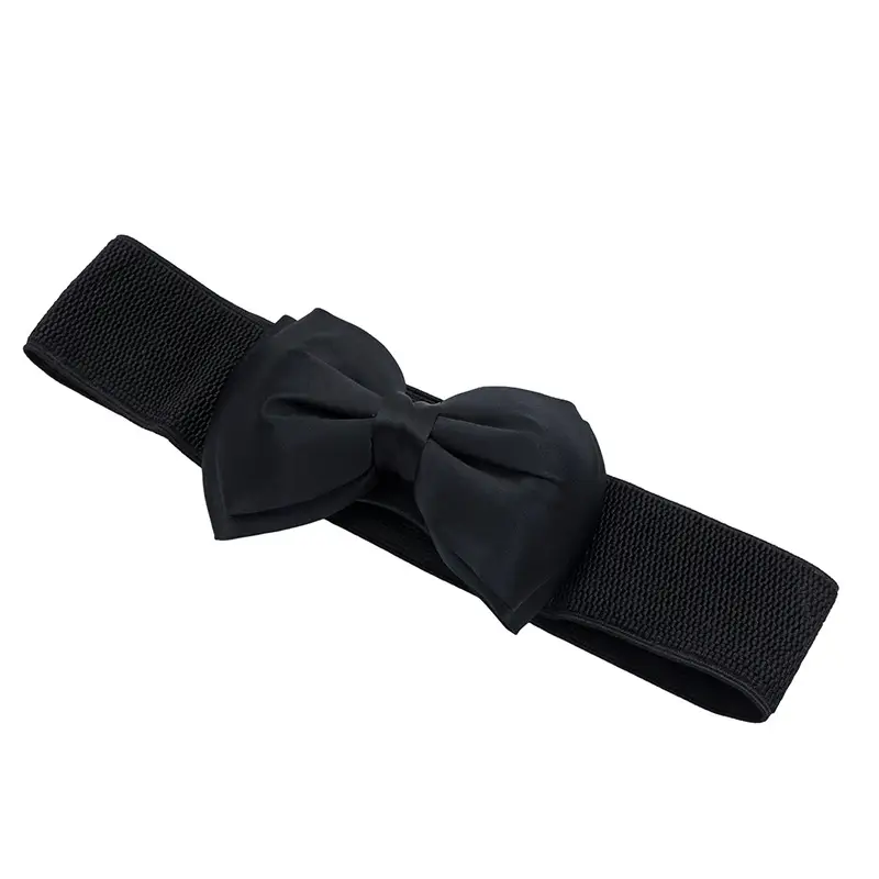 Women's Maroon 3D Bow Elastic Waist Belt — feature 42
