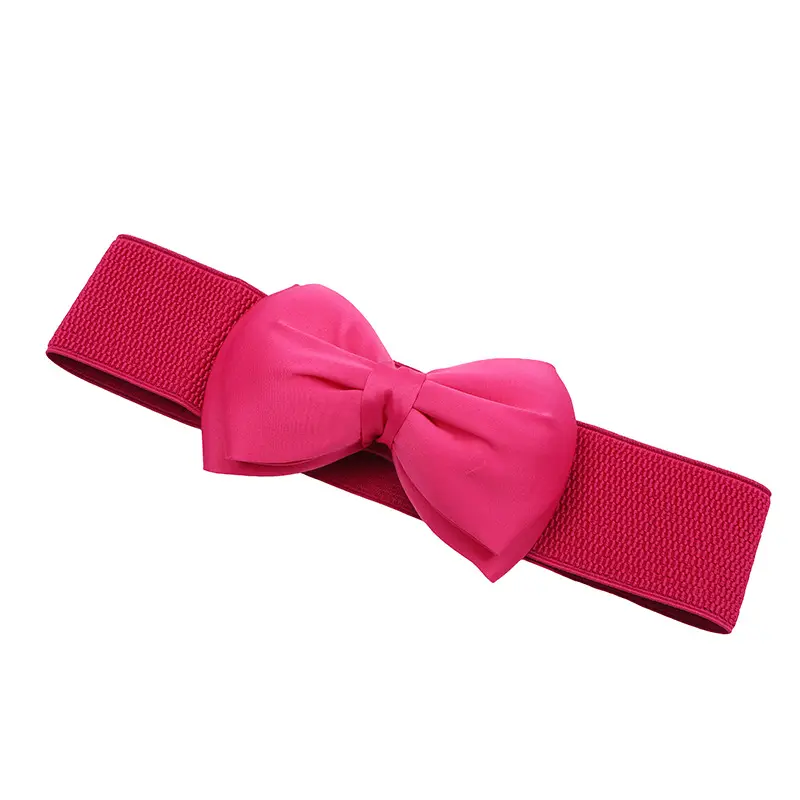Women's Maroon 3D Bow Elastic Waist Belt — feature 51