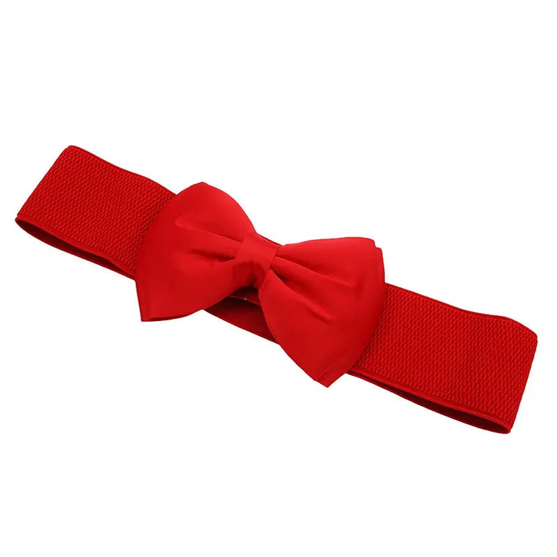 Women's Maroon 3D Bow Elastic Waist Belt — feature 52
