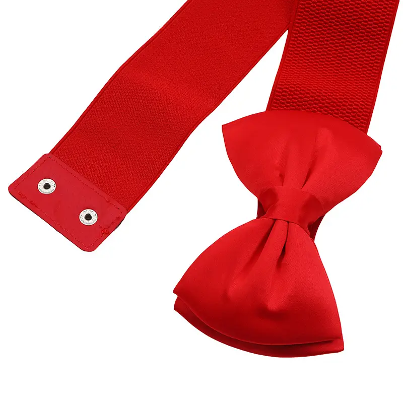 Women's Maroon 3D Bow Elastic Waist Belt — feature 53