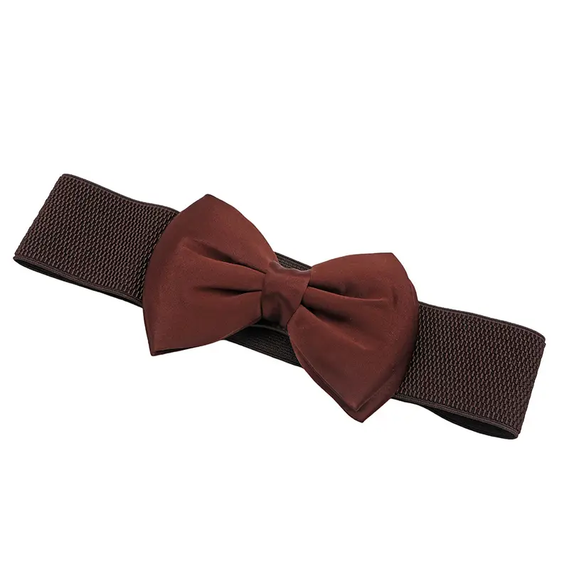 Women's Maroon 3D Bow Elastic Waist Belt - Image 2