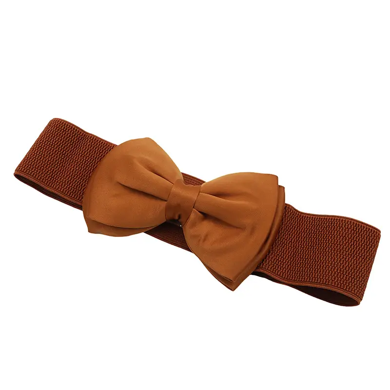 Women's Maroon 3D Bow Elastic Waist Belt - Image 3