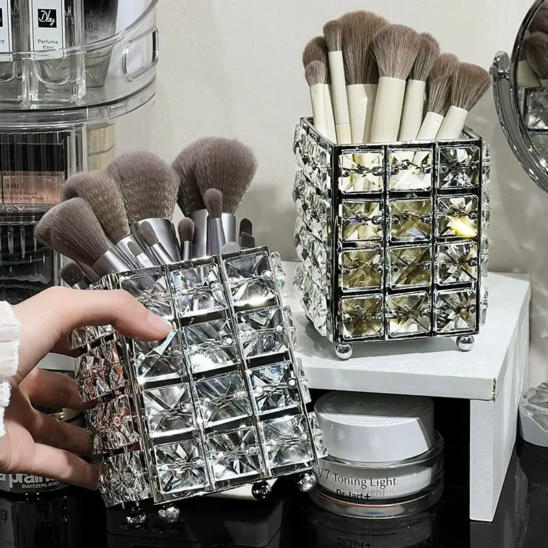 Luxury Sparkly Makeup Brush Storage Box Large Capacity - Image 4