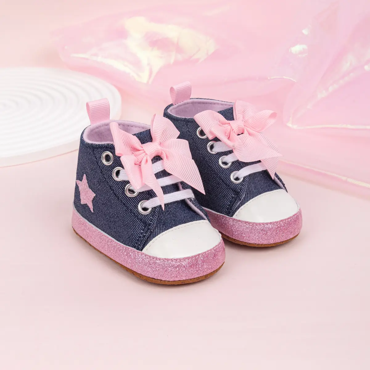 Pink Leopard Print Baby Shoes with Bow