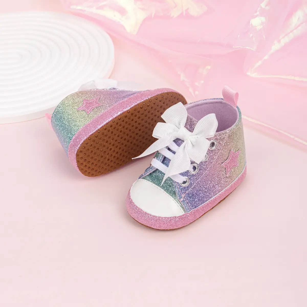 Pink Leopard Print Baby Shoes with Bow — feature 10
