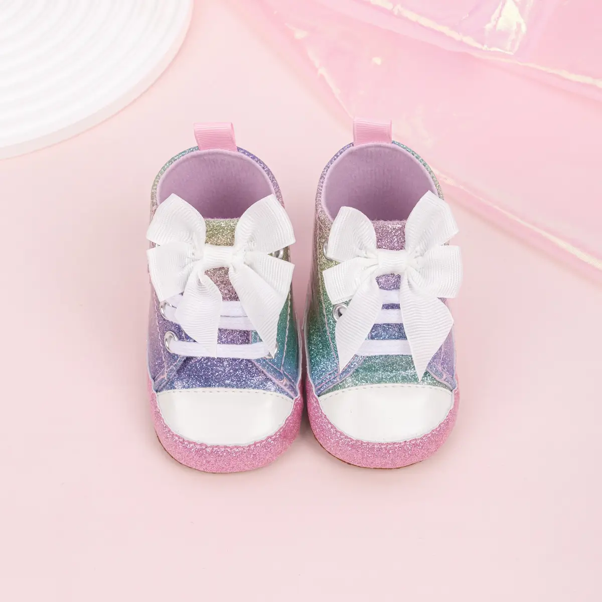 Pink Leopard Print Baby Shoes with Bow — feature 12