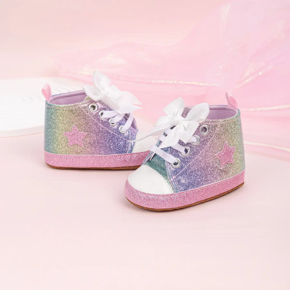 Pink Leopard Print Baby Shoes with Bow — feature 13