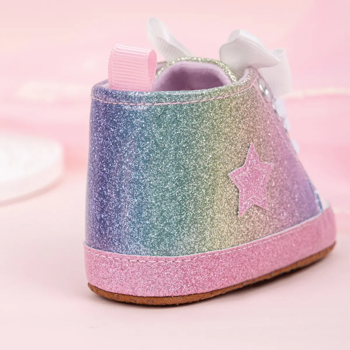 Pink Leopard Print Baby Shoes with Bow — feature 14