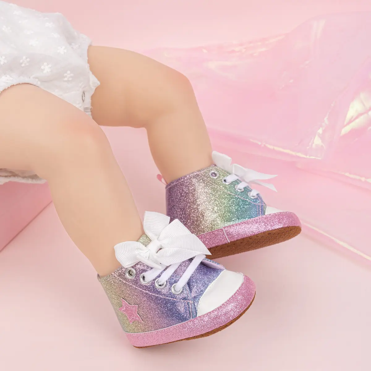 Pink Leopard Print Baby Shoes with Bow — feature 15