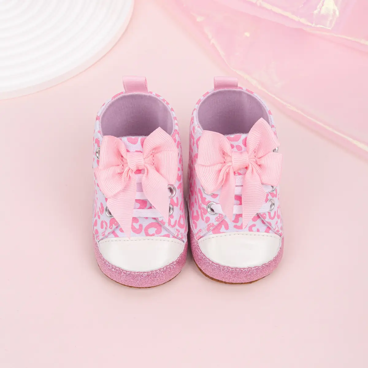 Pink Leopard Print Baby Shoes with Bow — feature 20