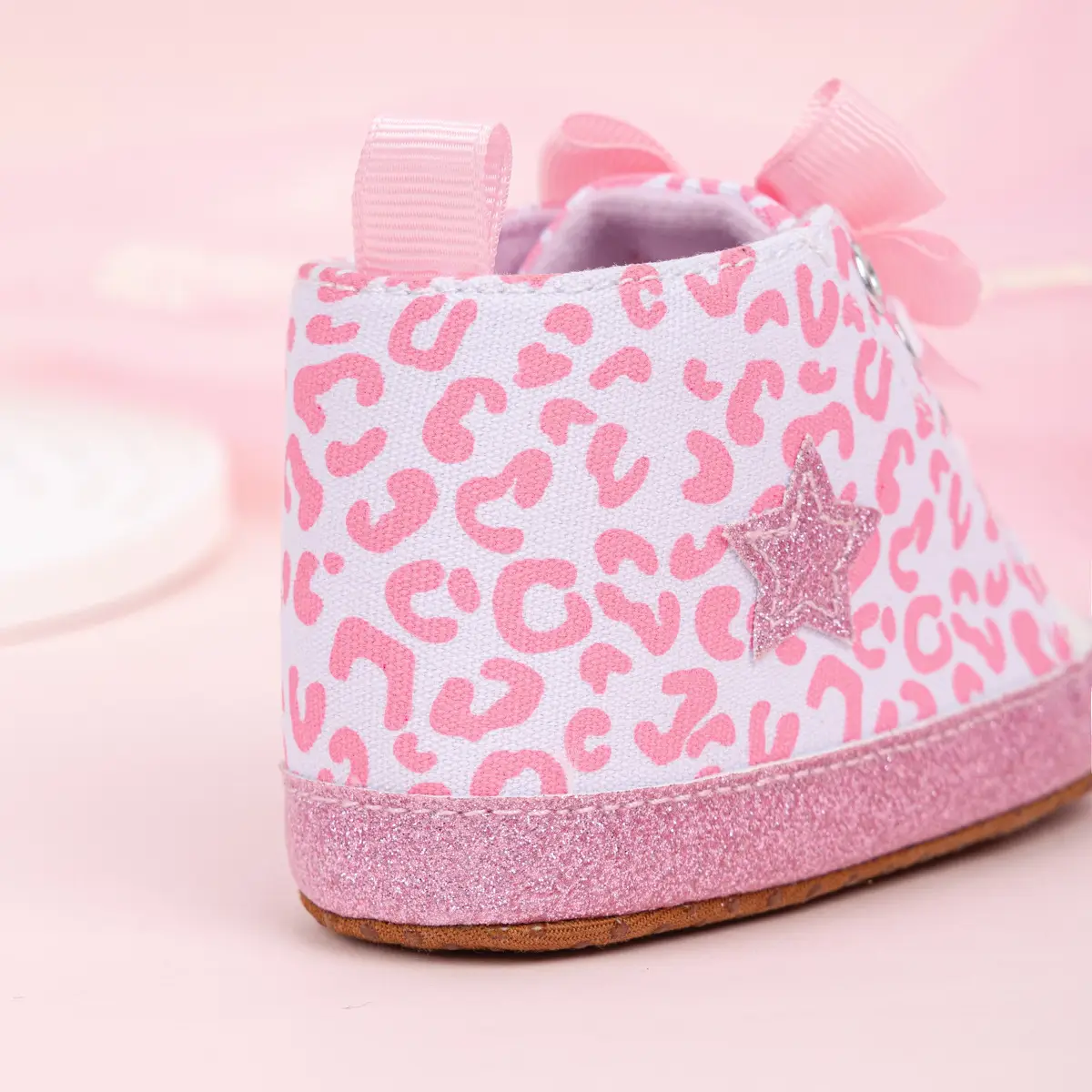 Pink Leopard Print Baby Shoes with Bow — feature 22
