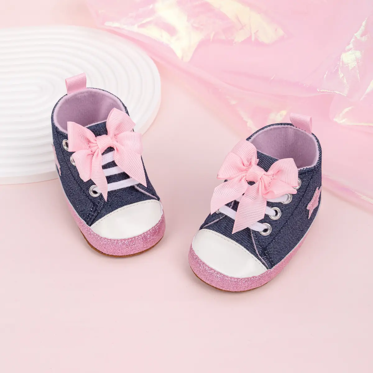 Pink Leopard Print Baby Shoes with Bow — feature 25