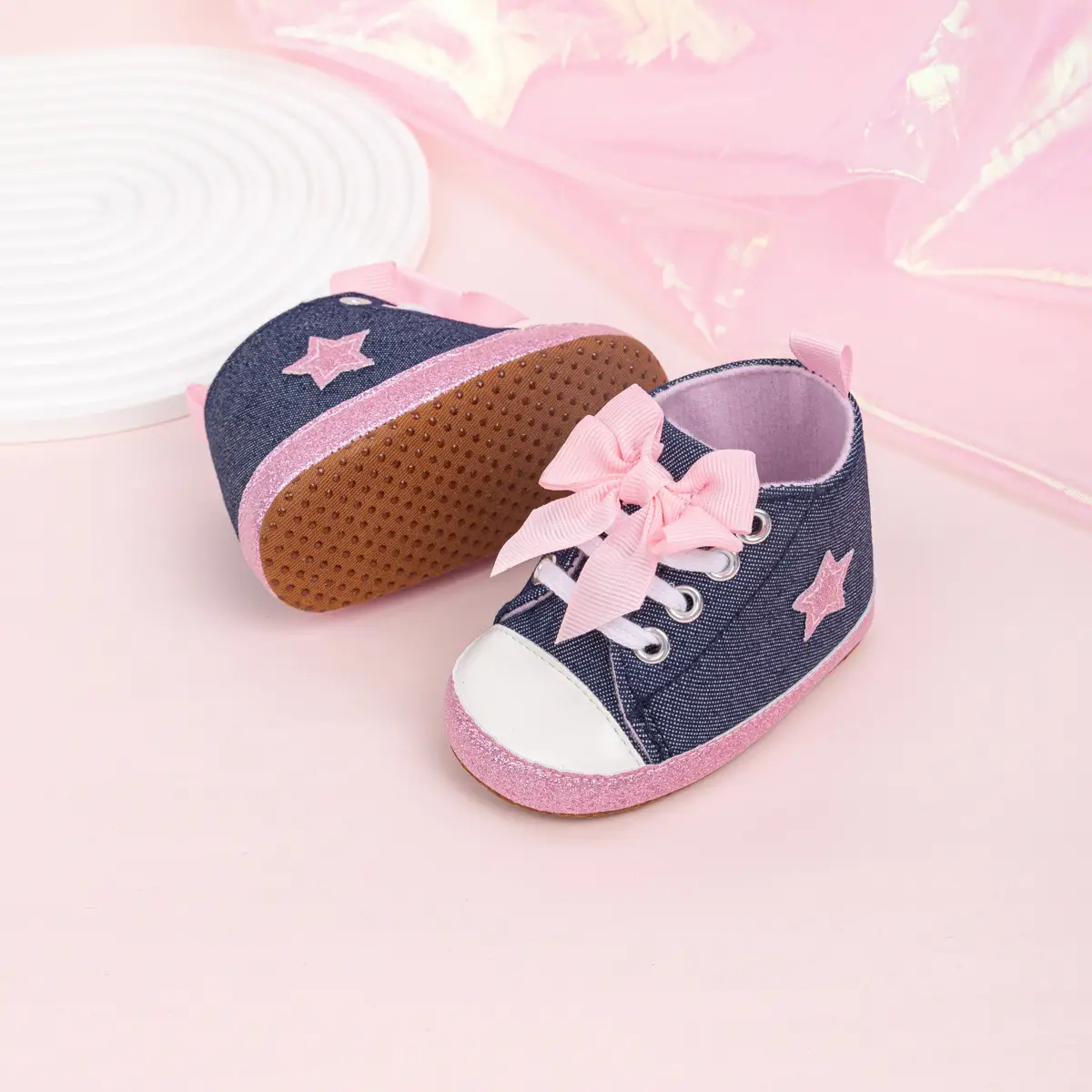 Pink Leopard Print Baby Shoes with Bow — feature 26
