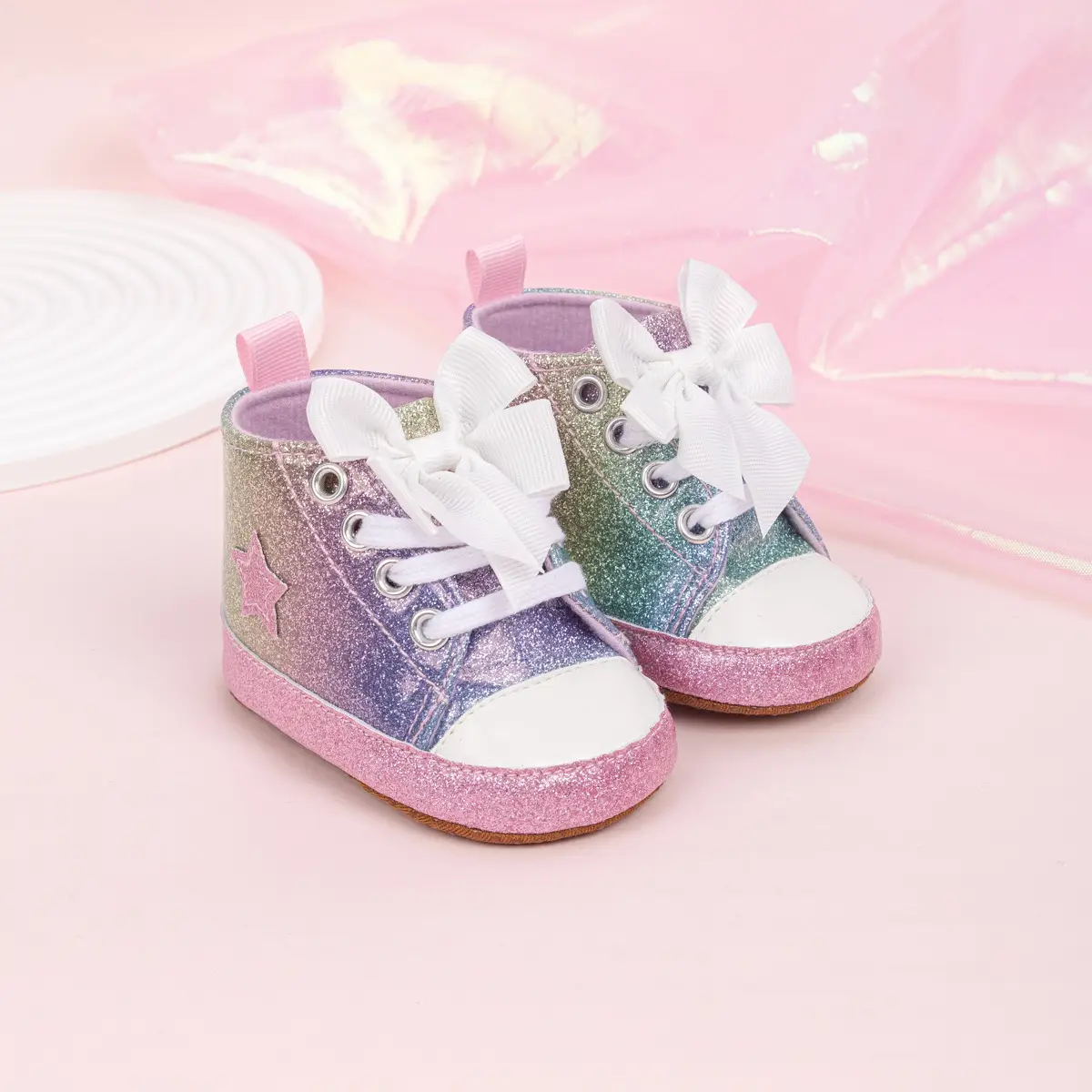 Pink Leopard Print Baby Shoes with Bow — feature 8