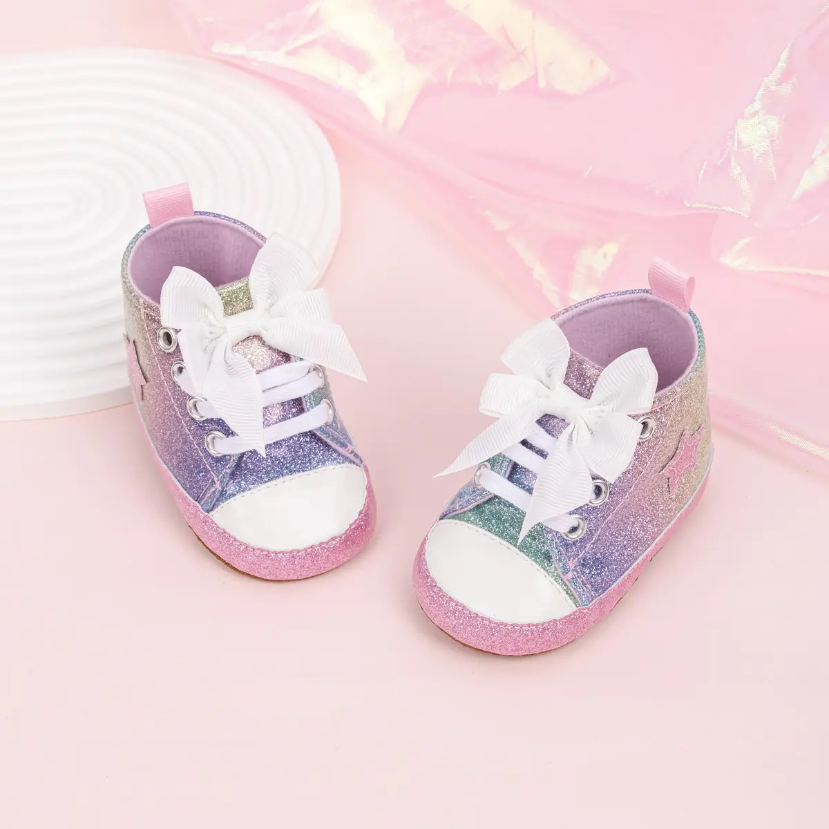 Pink Leopard Print Baby Shoes with Bow — feature 9
