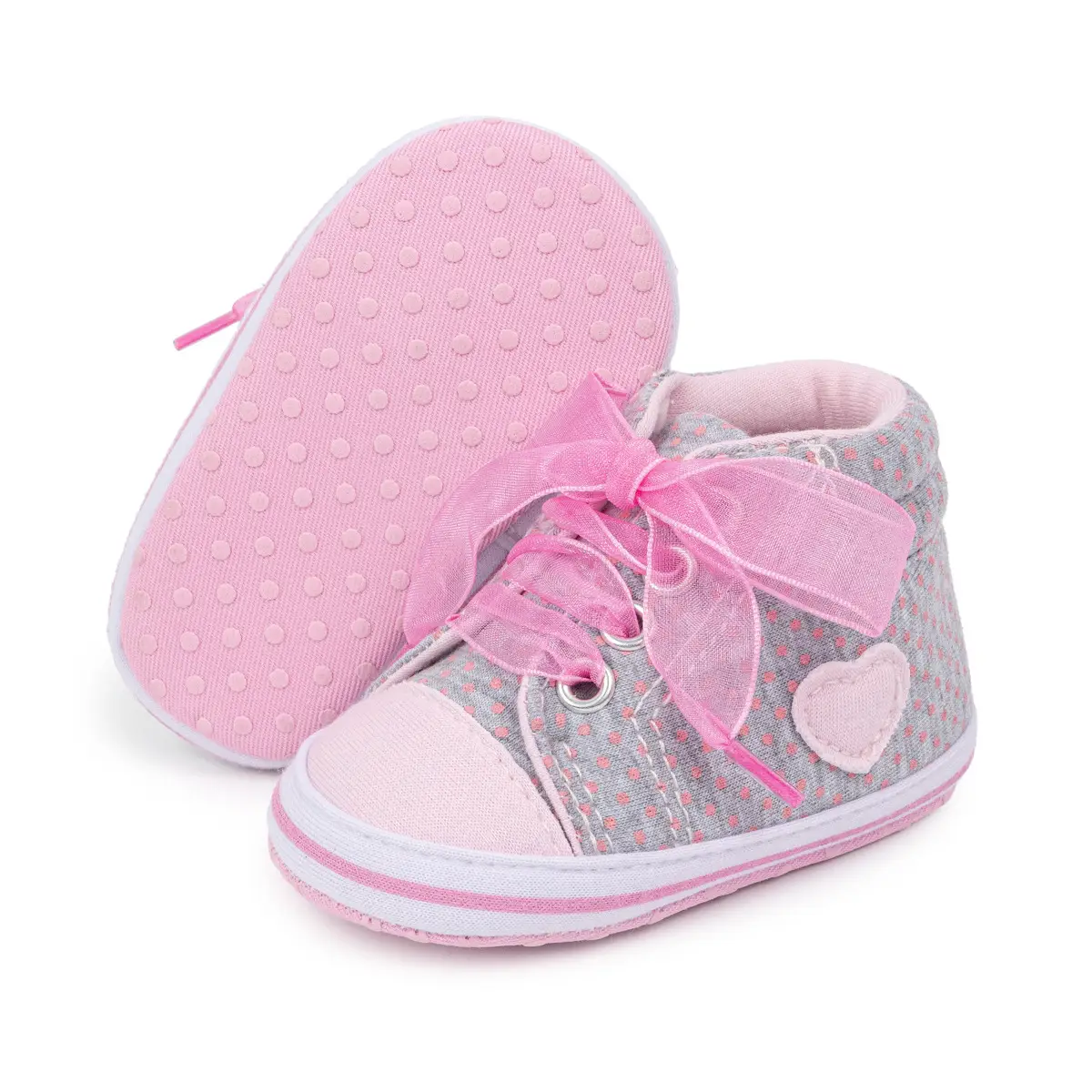 Pink Bow Baby Sneakers for Girls Non-Slip Soft Bottom